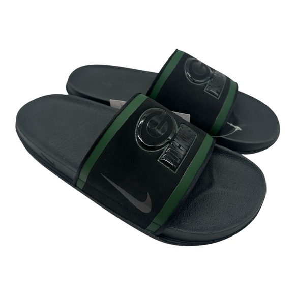 Nike Off‎ Court Green Bay Packers Slides Mens Sz 9 Black Sandals NFL DD0539-001